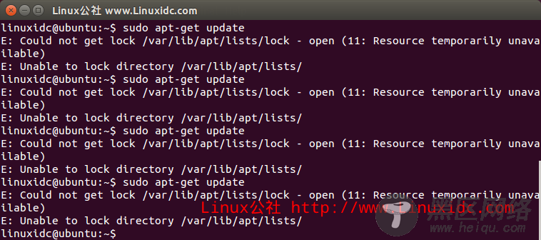 E: 无法获得锁 /var/lib/apt/lists/lock - open (11 资源临时不可