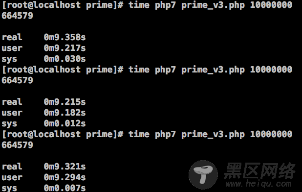 图16、在PHP 7中，筛选法求素数的效率