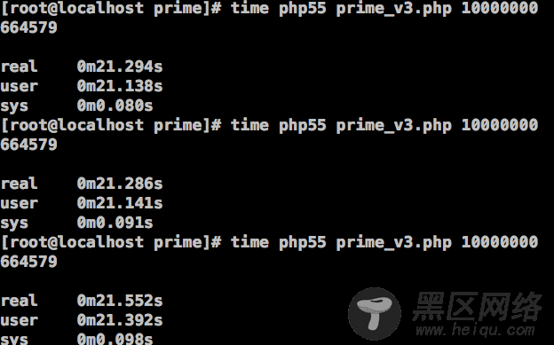 图14、在PHP 5.5中，筛选法求素数的效率