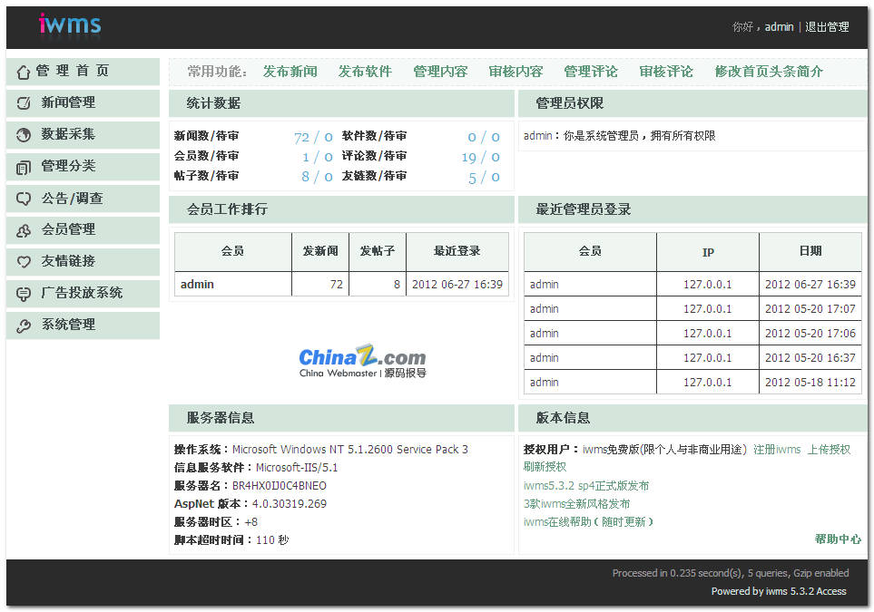 iwms打造的博客系统：界面简约 成就全面