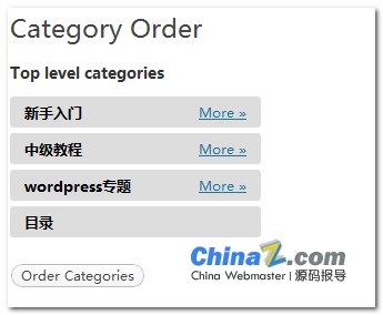 WordPress分类目录排序插件 Category Order
