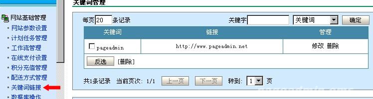 PageAdmin CMS关键词链接的使用方法