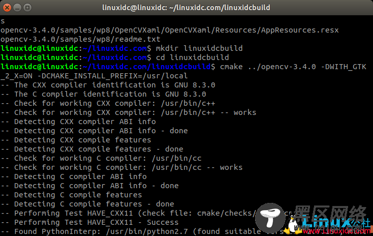 Ubuntu 18.04.2下编译安装OpenCV 3.4.0 过程