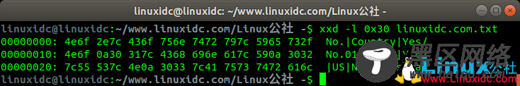 Linux xxd命令入门示例教程