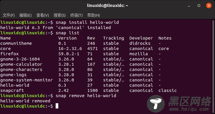Ubuntu中snap包的安装，删除，更新使用入门教程