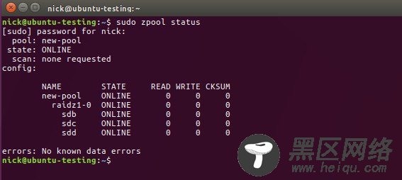 ZFS pool Status