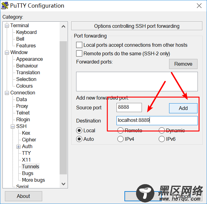 通过PuTTY进行端口映射并且启动Jupyter Notebook