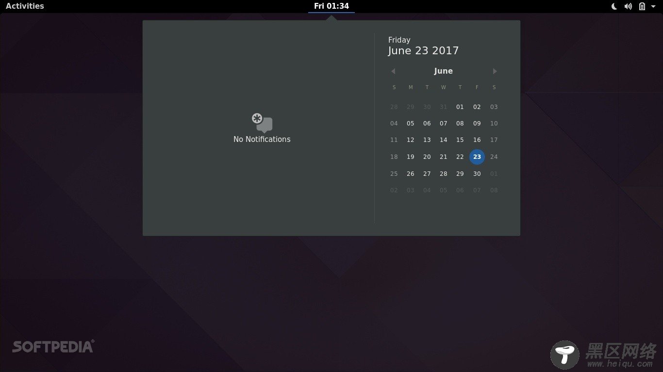 GNOME 3.24 desktop - Calendar applet