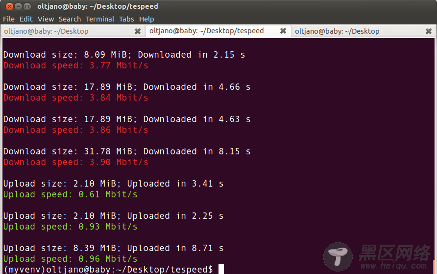 testing download and upload speed with tespeed python application