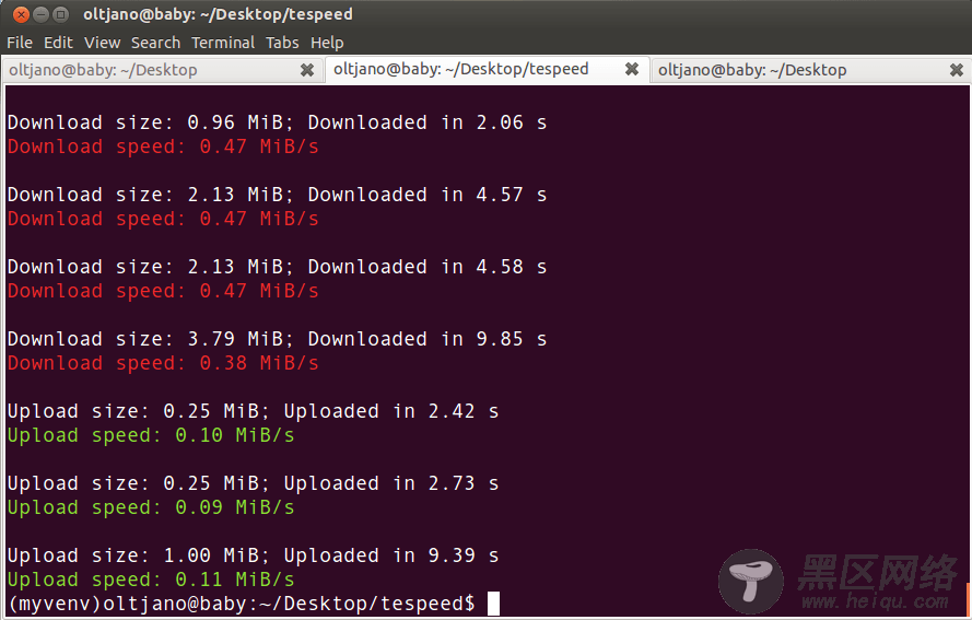 testing internet speed with tespeed python application