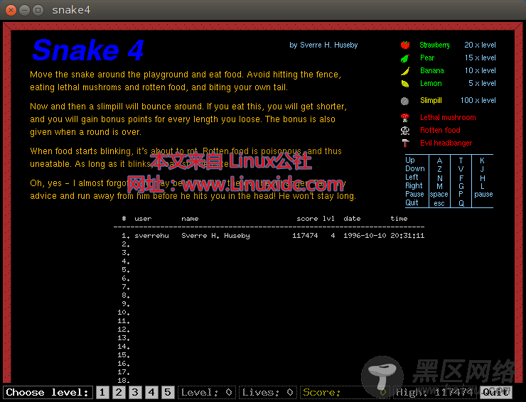 Ubunu下安装好玩的贪吃蛇游戏Snake4
