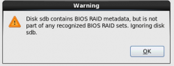 CentOS 6.2出现Disk sda contains BIOS RAID metadata解决方法