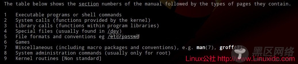 Linux下man命令使用方法