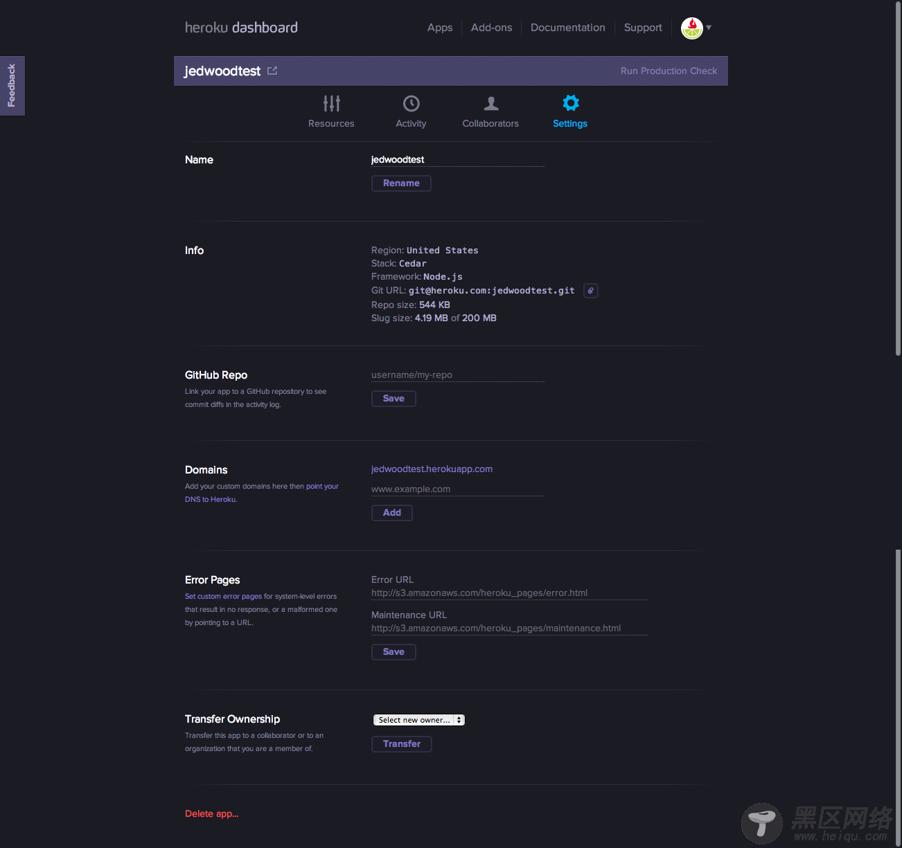 Heroku dashboard