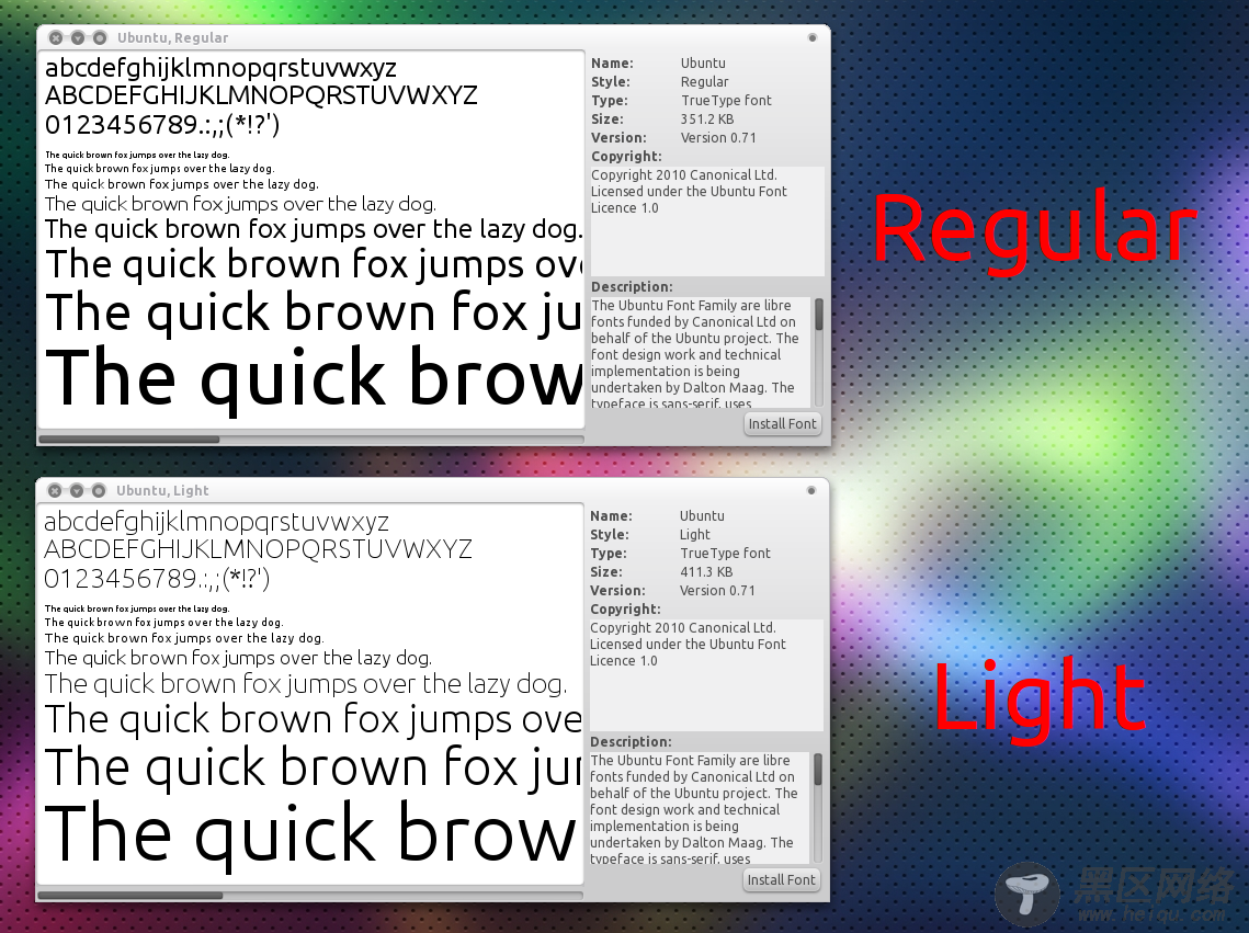 Ubuntu Font Family添加Light & Medium字体