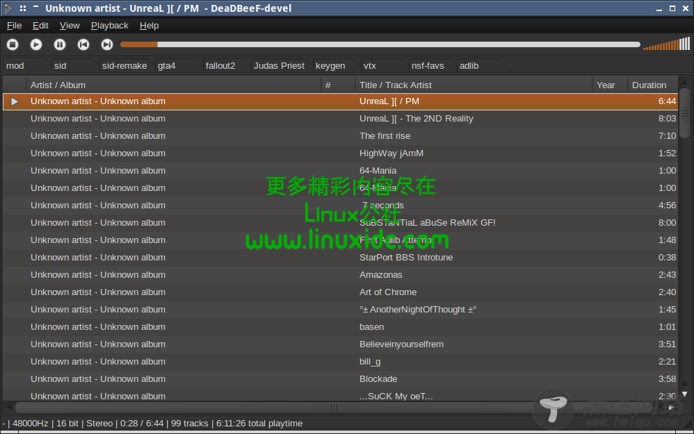 Ubuntu 10.10下一款较好的音乐播放器DeaDBeeF