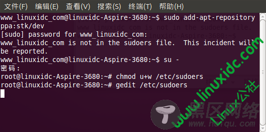 Ubuntu技巧之 is not in the sudoers file解决方法