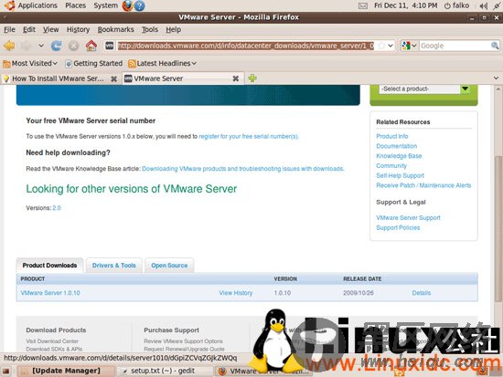 Ubuntu 9.10中安装VMware Server 1.0.x图解