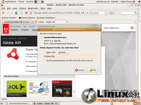 Ubuntu 9.04下体验Adobe AIR 1.5.1应用指南[图文]