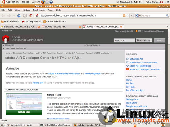 Ubuntu 9.04下体验Adobe AIR 1.5.1应用指南[图文]