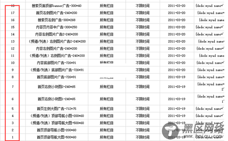 织梦广告动态调用改为静态的方法无须更新