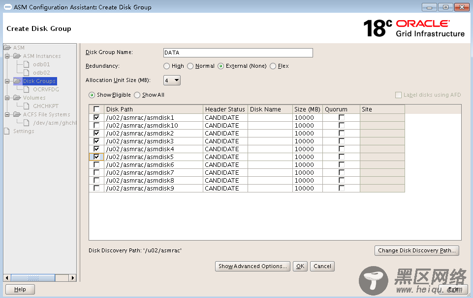 使用NFS与ASM配置Oracle 18c RAC