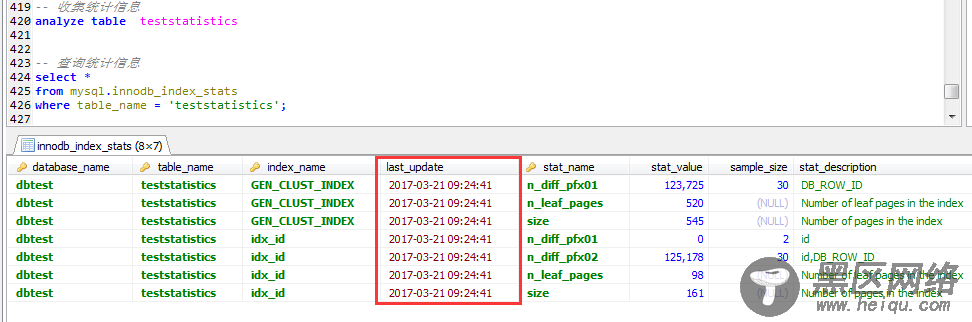 MySQL索引统计信息更新相关的参数