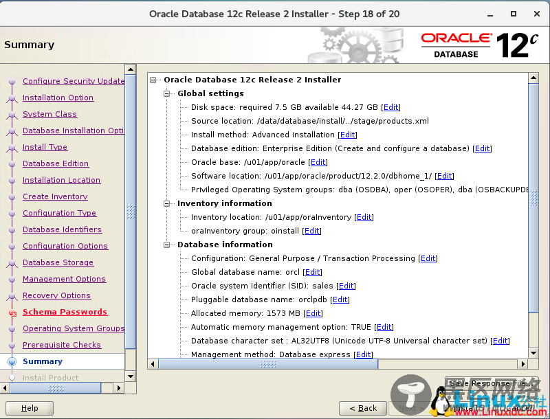 Linux下Oracle 12C R2图形化安装过程