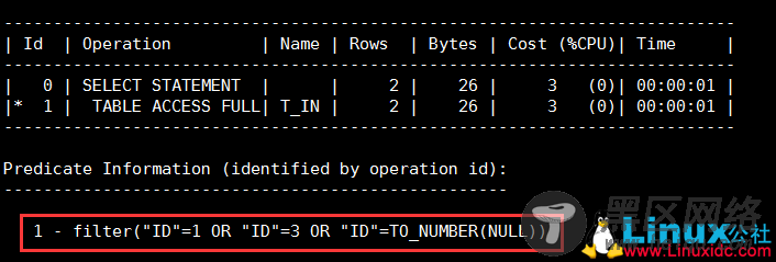 Oracle的where条件in/not in中包含NULL时的处理