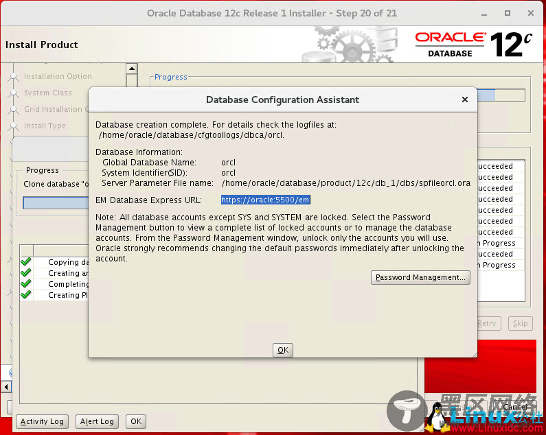 Oracle Linux 7.4 安装 Oracle 12C