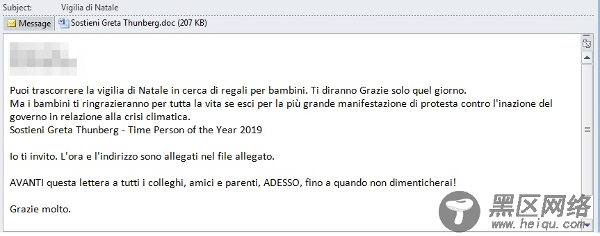黑客使用Greta Thunberg的名字通过恶意电子邮件传播Emotet木马