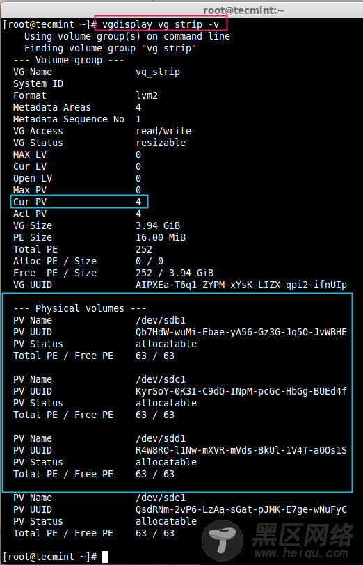 Volume Group Information