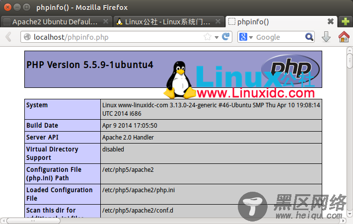 Ubuntu 14.04 配置 LAMP+phpMyAdmin PHP(5.5.9)开发环境