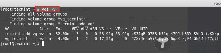 Check Volume Group Information