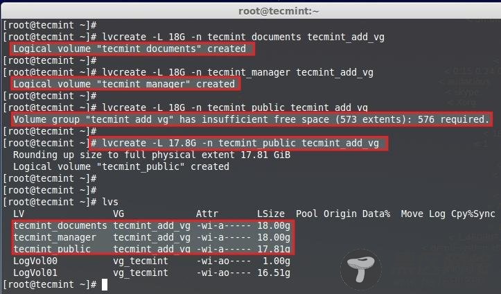 Verify Created Logical Volumes