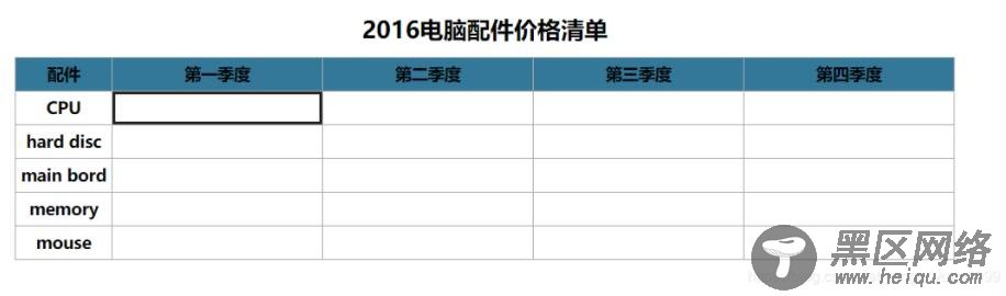 JavaScript实现Excel表格效果