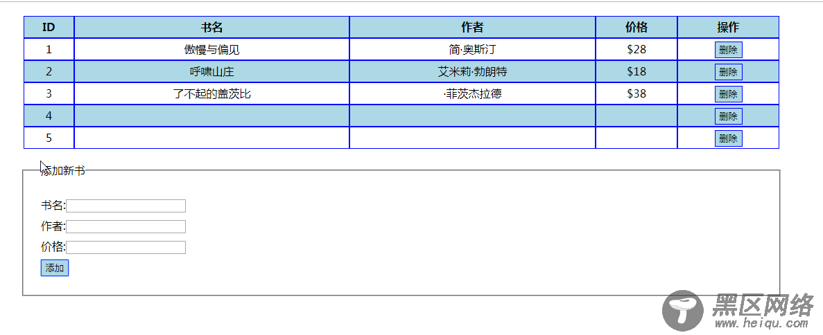 vue实现添加与删除图书功能