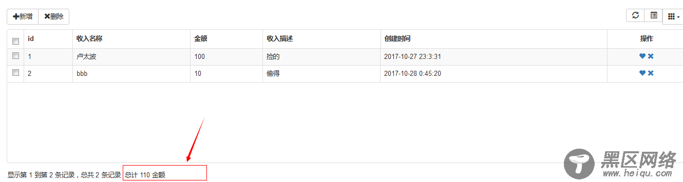 bootstrap table sum总数量统计实现方法