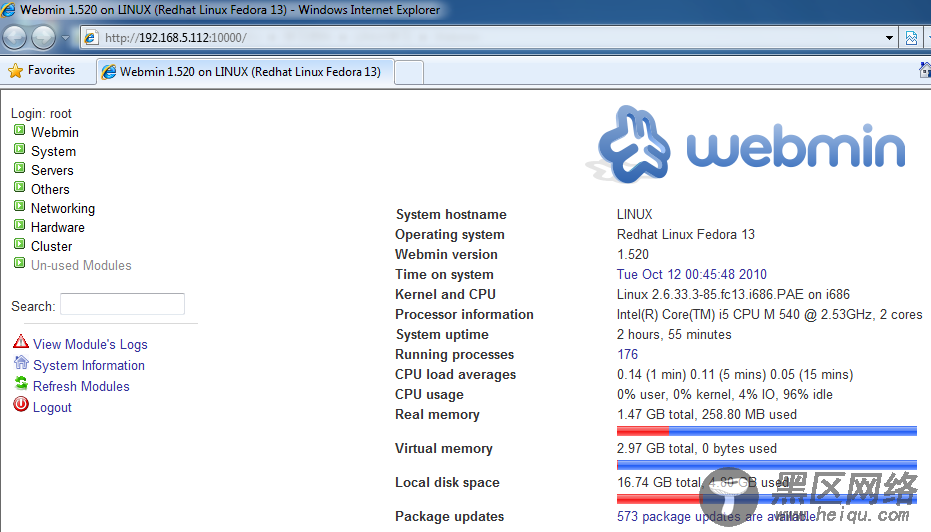 Fedora 13 安装 Webmin