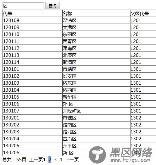 ajax的分页查询示例（不刷新页面）