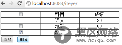 jQuery给指定的table动态添加删除行的操作方法