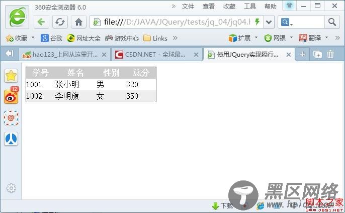 选择器实现隔行变色实例代码