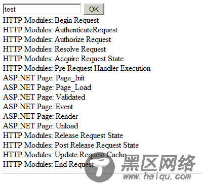 验证一个ASP.NET应用程序和页面的生命周期的实现