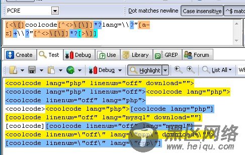 coolcode转SyntaxHighlighter与Mysql正则表达式实现分析