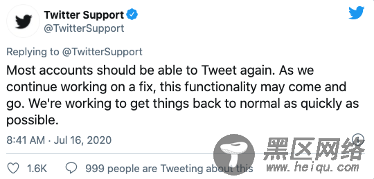 Twitter解除对大V账号封锁 仍在修复安全问题功能不稳定