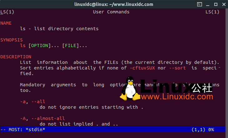 Linux终端中的多彩手册页