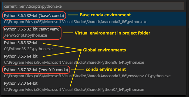 vscode-python conda环境选择