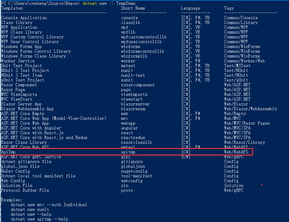 .NET Core自定义项目模板的全过程