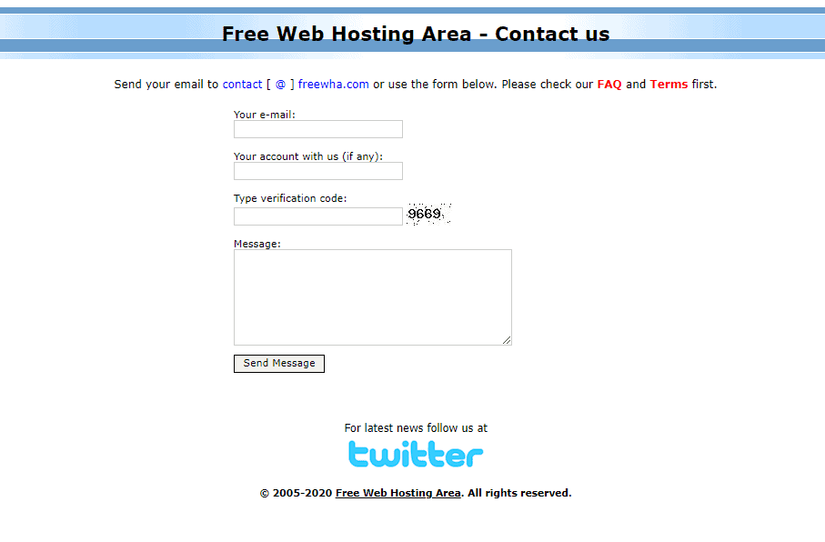 FreeWebHostingArea 支持